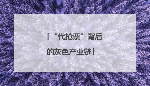 “代抢票”背后的灰色产业链
