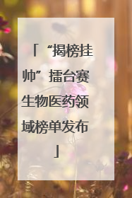 “揭榜挂帅”擂台赛生物医药领域榜单发布
