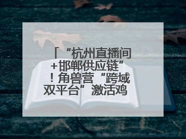 “杭州直播间+邯郸供应链”！角兽营“跨域双平台”激活鸡泽产业新动能