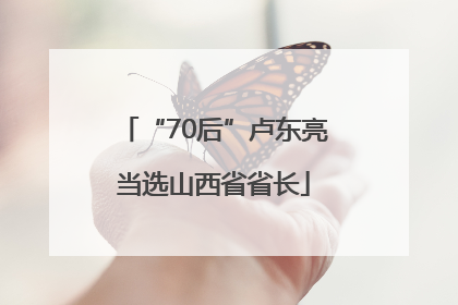 “70后”卢东亮当选山西省省长