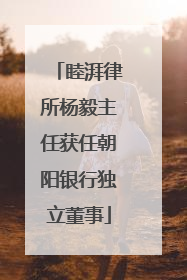 睦湃律所杨毅主任获任朝阳银行独立董事