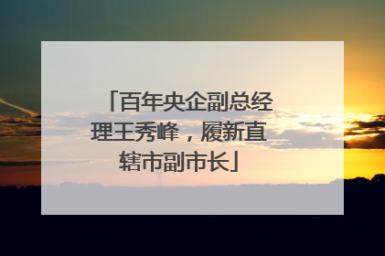 百年央企副总经理王秀峰，履新直辖市副市长