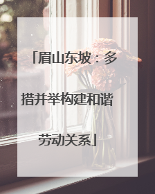 眉山东坡：多措并举构建和谐劳动关系