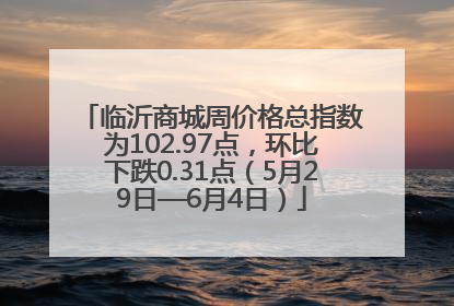 临沂商城周价格总指数为102.97点，环比下跌0.31点（5月29日—6月4日）