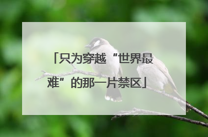 只为穿越“世界最难”的那一片禁区