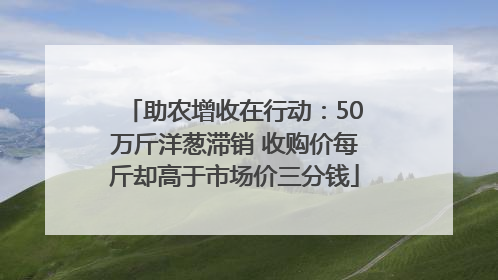 助农增收在行动：50万斤洋葱滞销 收购价每斤却高于市场价三分钱
