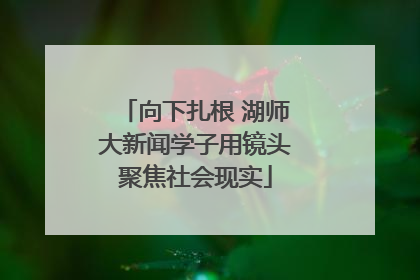向下扎根 湖师大新闻学子用镜头聚焦社会现实