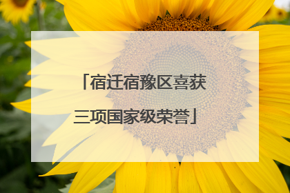 宿迁宿豫区喜获三项国家级荣誉
