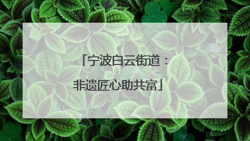 宁波白云街道：非遗匠心助共富