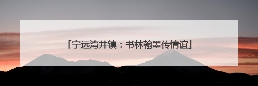 宁远湾井镇：书林翰墨传情谊