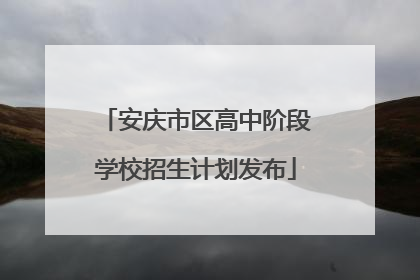 安庆市区高中阶段学校招生计划发布