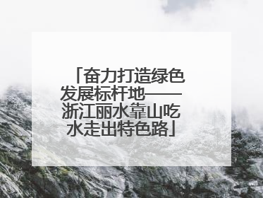 奋力打造绿色发展标杆地——浙江丽水靠山吃水走出特色路