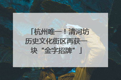 杭州唯一！清河坊历史文化街区再获一块“金字招牌”