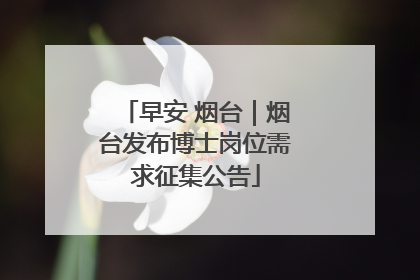 早安 烟台｜烟台发布博士岗位需求征集公告