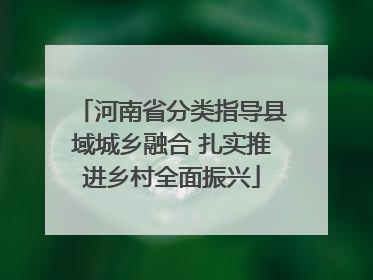 河南省分类指导县域城乡融合 扎实推进乡村全面振兴