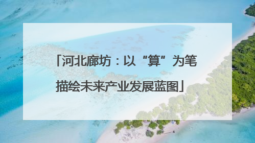 河北廊坊：以“算”为笔描绘未来产业发展蓝图