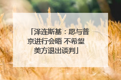 泽连斯基：愿与普京进行会晤 不希望美方退出谈判