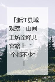 浙江县域观察：山间工坊诠释共富路上“一个都不少”