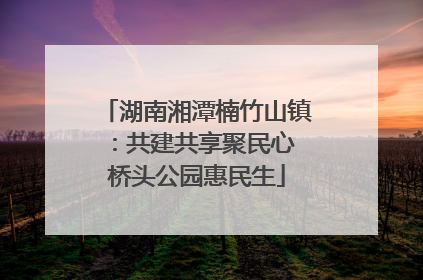 湖南湘潭楠竹山镇：共建共享聚民心 桥头公园惠民生