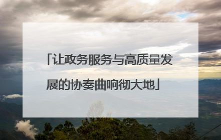 让政务服务与高质量发展的协奏曲响彻大地
