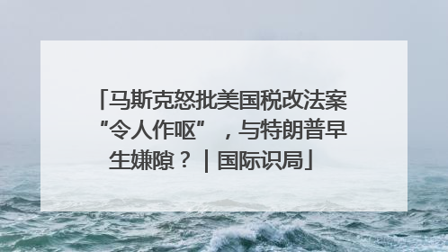 马斯克怒批美国税改法案“令人作呕”，与特朗普早生嫌隙？｜国际识局