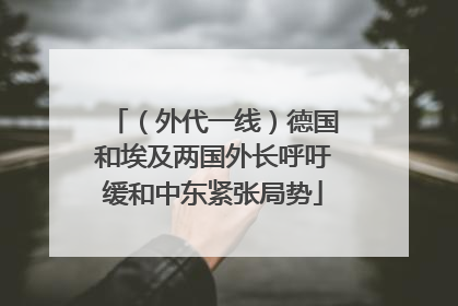 （外代一线）德国和埃及两国外长呼吁缓和中东紧张局势