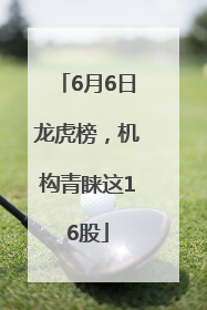 6月6日龙虎榜，机构青睐这16股
